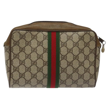 GUCCI GG Supreme Web Sherry Line Clutch Bag PVC Beige Green 01 012 53 Auth yb748 - 0