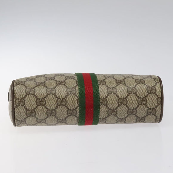 GUCCI GG Supreme Web Sherry Line Clutch Bag PVC Beige Green 01 012 53 Auth yb748