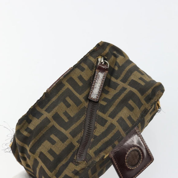 FENDI Zucca Canvas Pouch Brown Black Auth yb756
