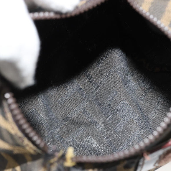 FENDI Zucca Canvas Pouch Brown Black Auth yb756