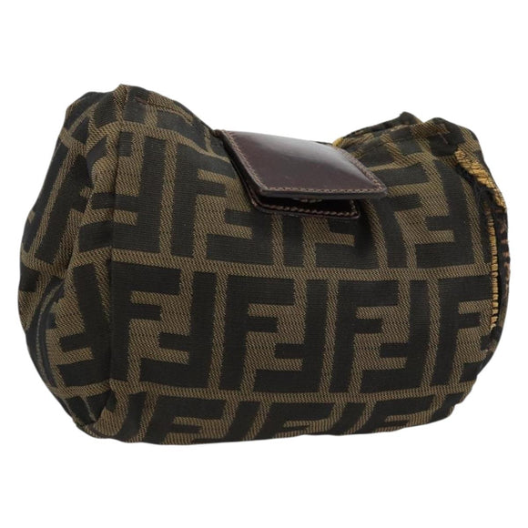 FENDI Zucca Canvas Pouch Brown Black Auth yb756