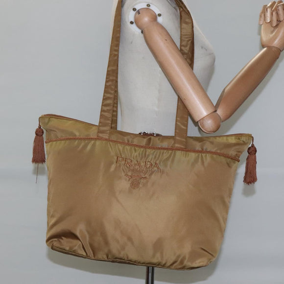 PRADA Tote Bag Nylon Brown Auth yb765