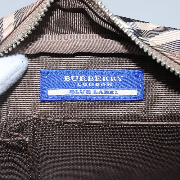 BURBERRY Nova Check Blue Label Shoulder Bag Canvas Brown Pink Auth yb788
