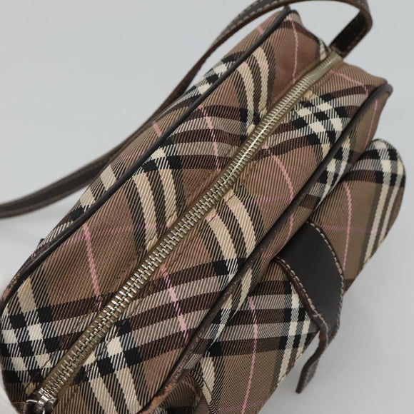BURBERRY Nova Check Blue Label Shoulder Bag Canvas Brown Pink Auth yb788