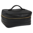 CHANEL Bicolore Vanity Hand Bag Caviar Skin Black CC Auth yb789-1