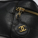 CHANEL Bicolore Vanity Hand Bag Caviar Skin Black CC Auth yb789-9