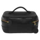 CHANEL Bicolore Vanity Hand Bag Caviar Skin Black CC Auth yb789-2