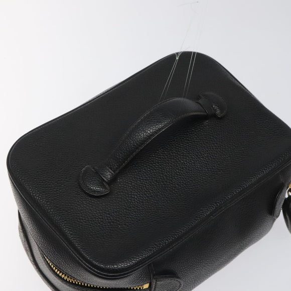 CHANEL Bicolore Vanity Hand Bag Caviar Skin Black CC Auth yb789