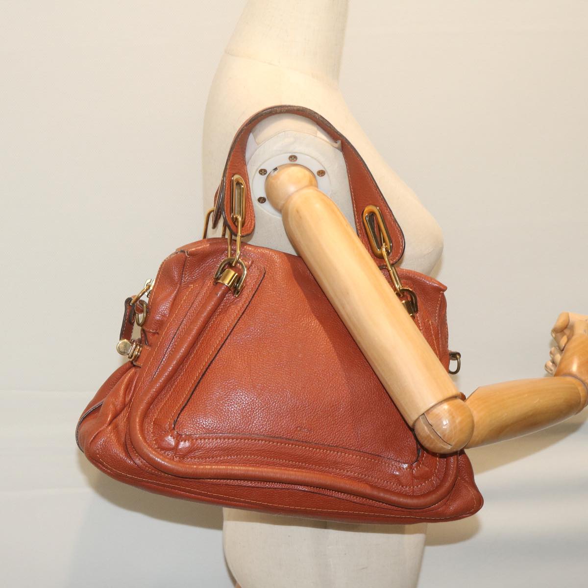 Chloe Paraty Hand Bag Leather Brown Auth yk10020