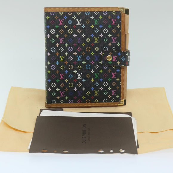 LOUIS VUITTON Multicolor Agenda GM Day Planner Cover Black R20893 Auth yk10093V