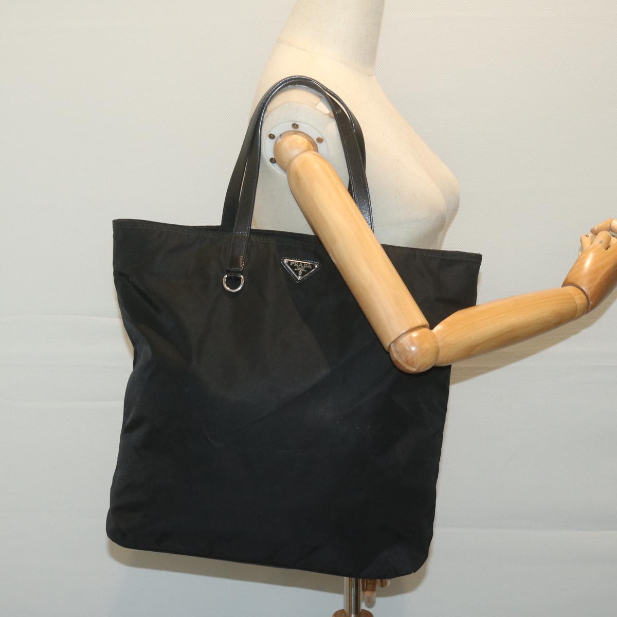 PRADA Tote Bag Nylon Black Auth yk10178