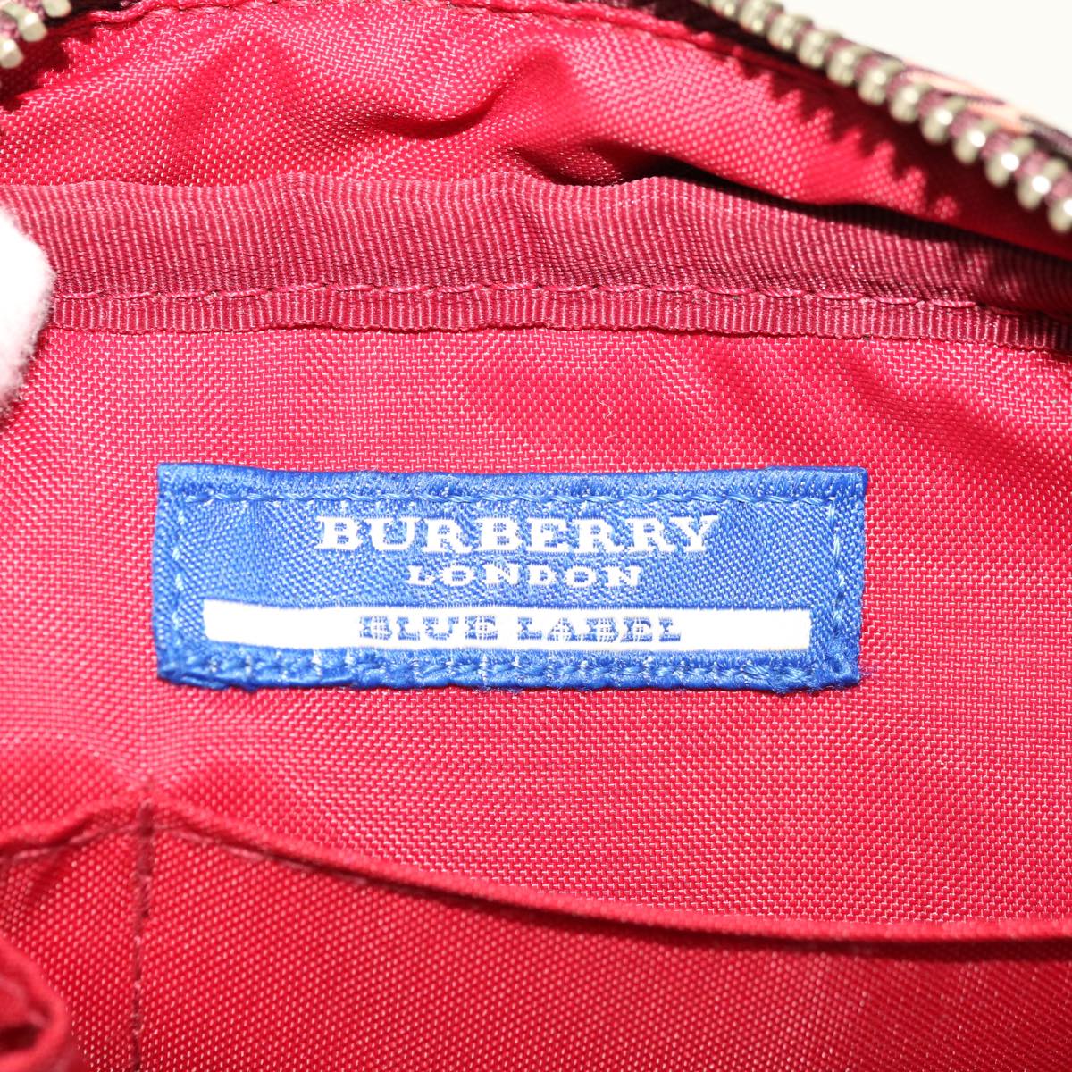 BURBERRY Nova Check Blue Label Shoulder Bag Nylon Red Brown Auth yk10261