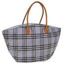 BURBERRY Nova Check Hand Bag Nylon Blue Brown Auth yk10262-1