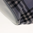BURBERRY Nova Check Hand Bag Nylon Blue Brown Auth yk10262-14