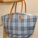 BURBERRY Nova Check Hand Bag Nylon Blue Brown Auth yk10262-19