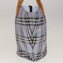 BURBERRY Nova Check Hand Bag Nylon Blue Brown Auth yk10262-4