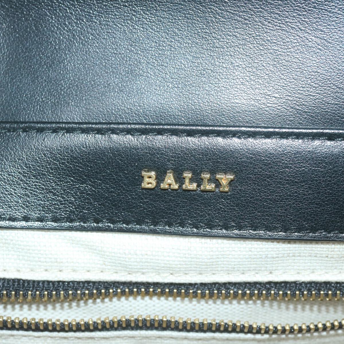 BALLY Chain Shoulder Bag Leather Black White Auth yk10275