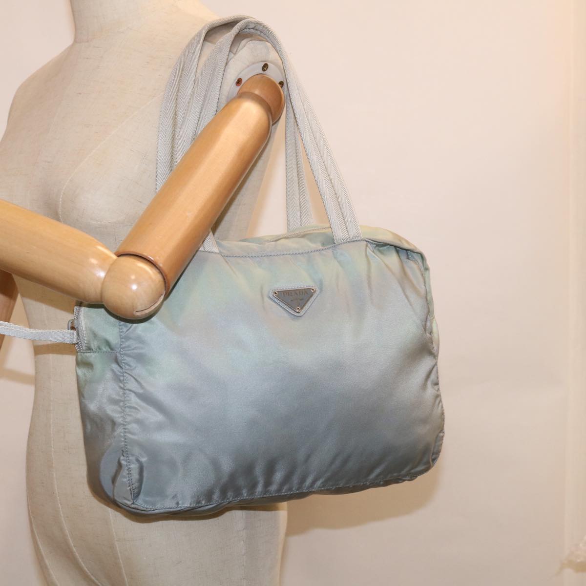 PRADA Hand Bag Nylon Blue Auth yk10282