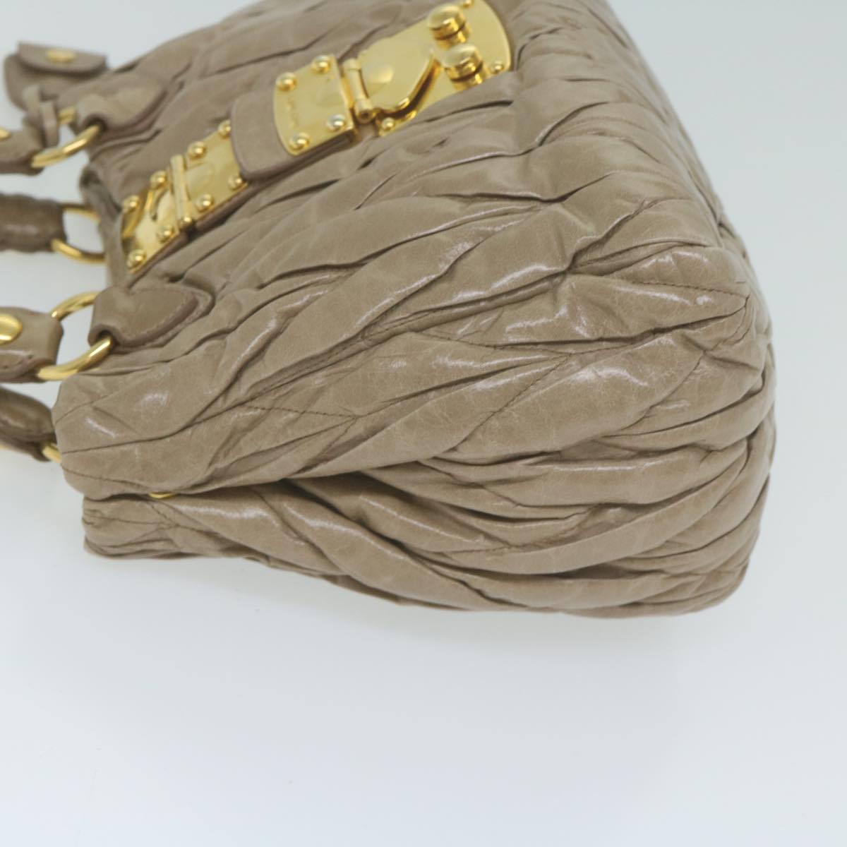 Miu Miu Materasse Hand Bag Leather Beige Auth yk10326