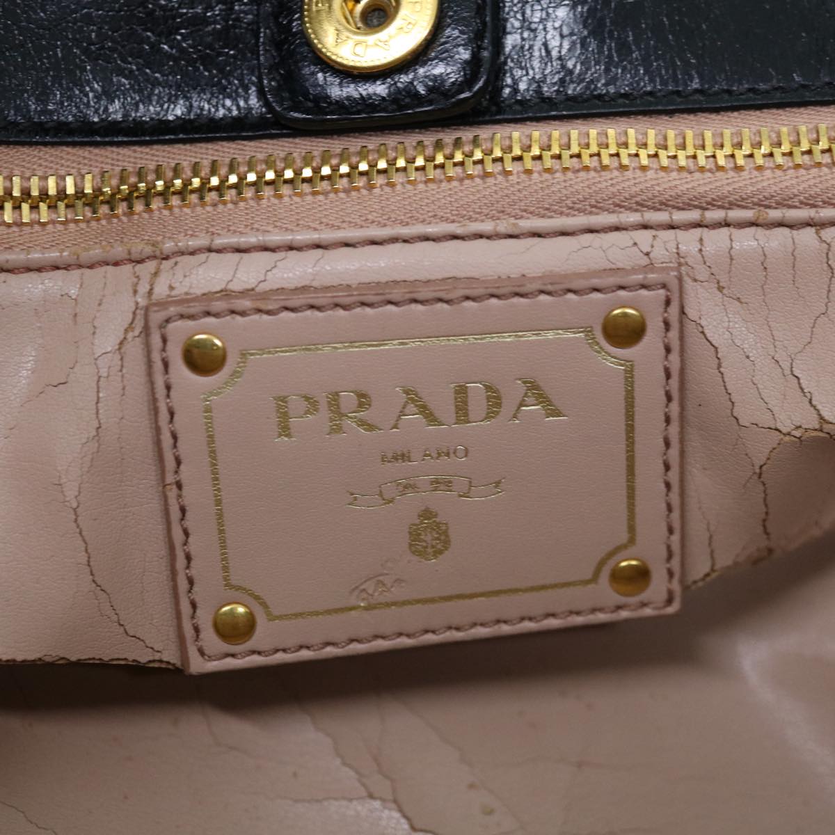 PRADA Hand Bag Leather 2way Black Auth yk10343