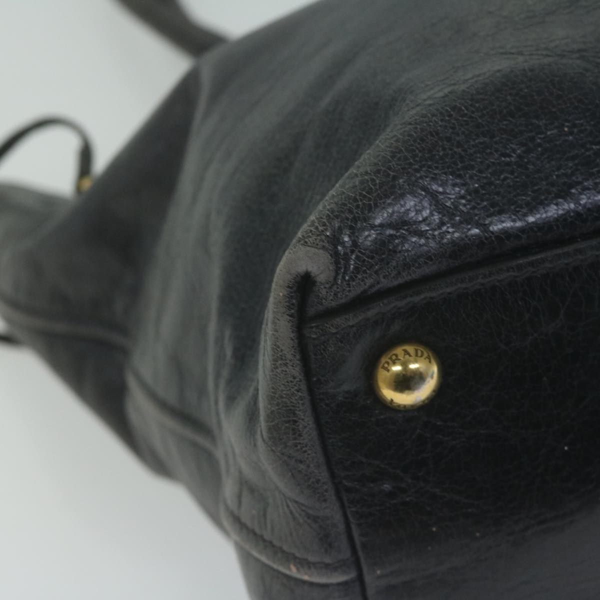 PRADA Hand Bag Leather Black Auth yk10344