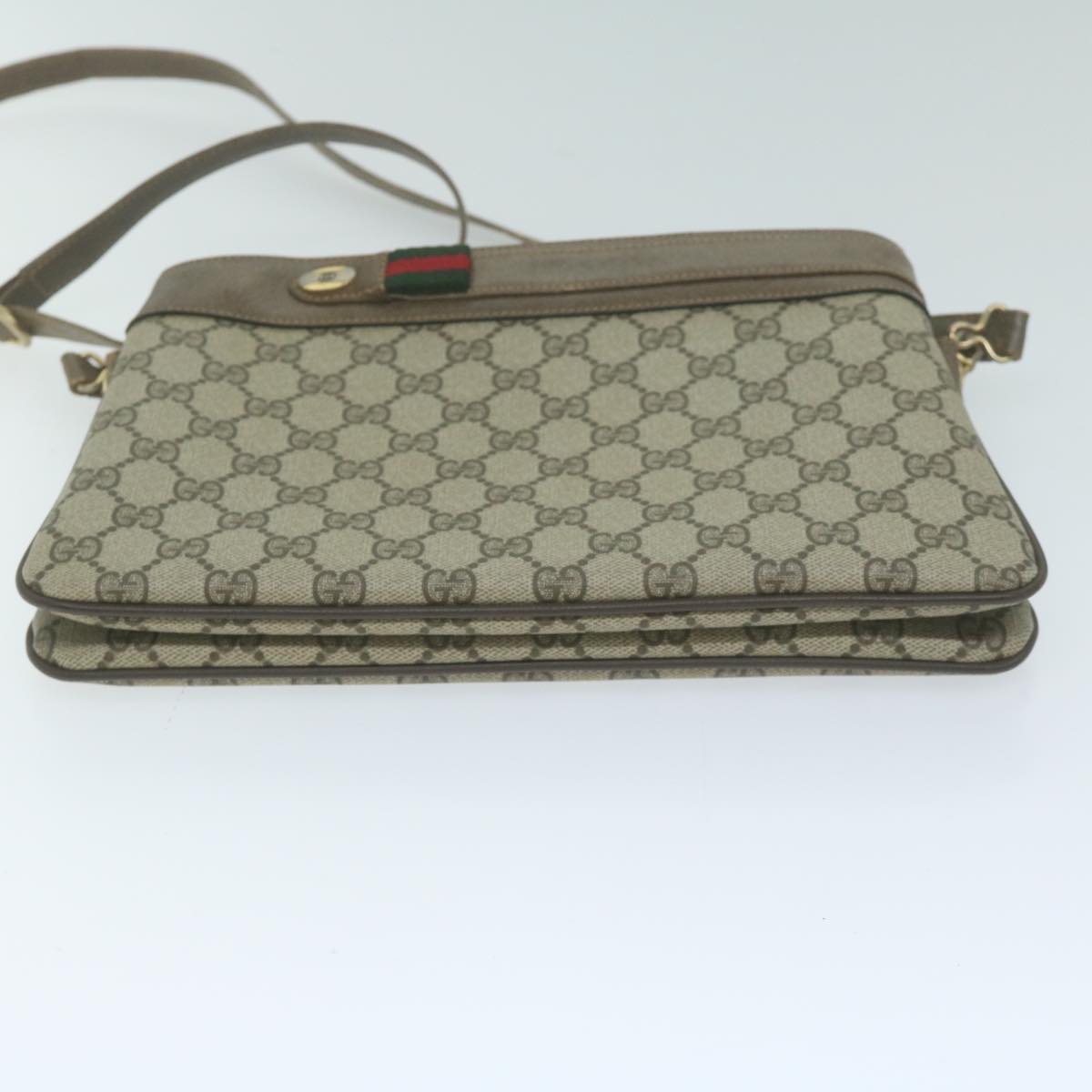 GUCCI GG Canvas Web Sherry Line Shoulder Bag Beige Red 904 02 035 Auth yk10349