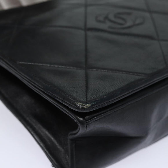 CHANEL Matelasse Chain Shoulder Bag Lamb Skin Black CC Auth yk10363