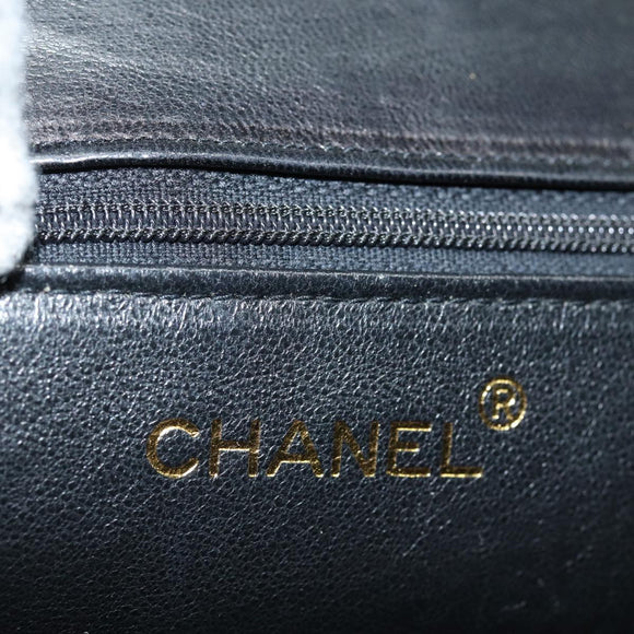 CHANEL Matelasse Chain Shoulder Bag Lamb Skin Black CC Auth yk10363