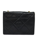 CHANEL Matelasse Chain Shoulder Bag Lamb Skin Black CC Auth yk10363-13