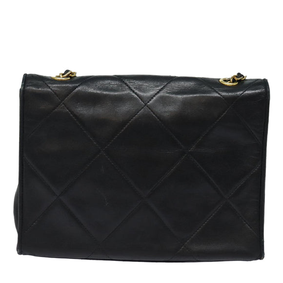 CHANEL Matelasse Chain Shoulder Bag Lamb Skin Black CC Auth yk10363
