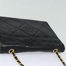 CHANEL Matelasse Chain Shoulder Bag Lamb Skin Black CC Auth yk10363-6