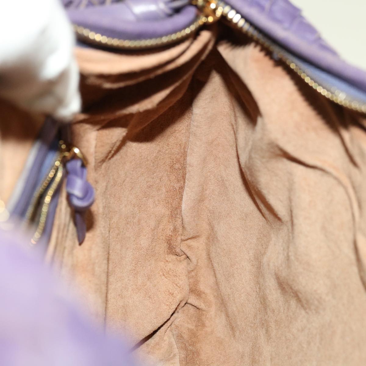 BOTTEGAVENETA INTRECCIATO Hobo Shoulder Bag Leather Purple Auth yk10379
