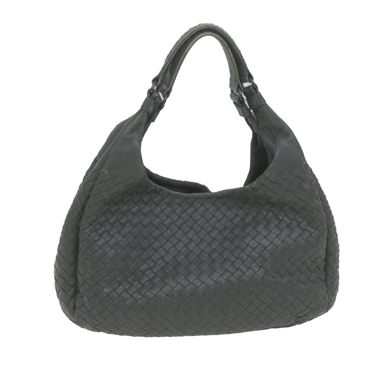 BOTTEGAVENETA INTRECCIATO Shoulder Bag Leather Gray Auth yk10388 - 0