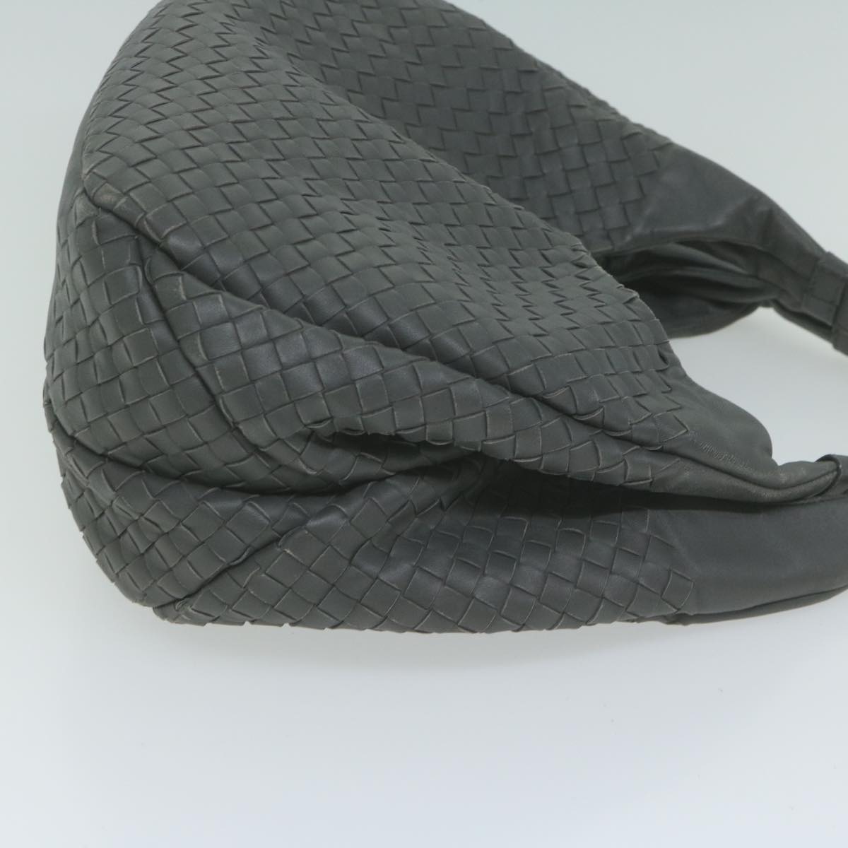 BOTTEGAVENETA INTRECCIATO Shoulder Bag Leather Gray Auth yk10388