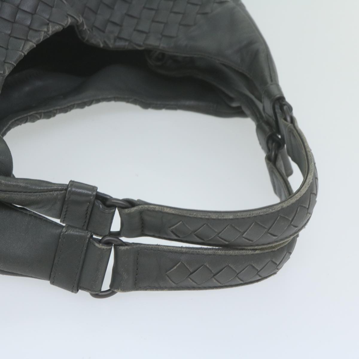 BOTTEGAVENETA INTRECCIATO Shoulder Bag Leather Gray Auth yk10388
