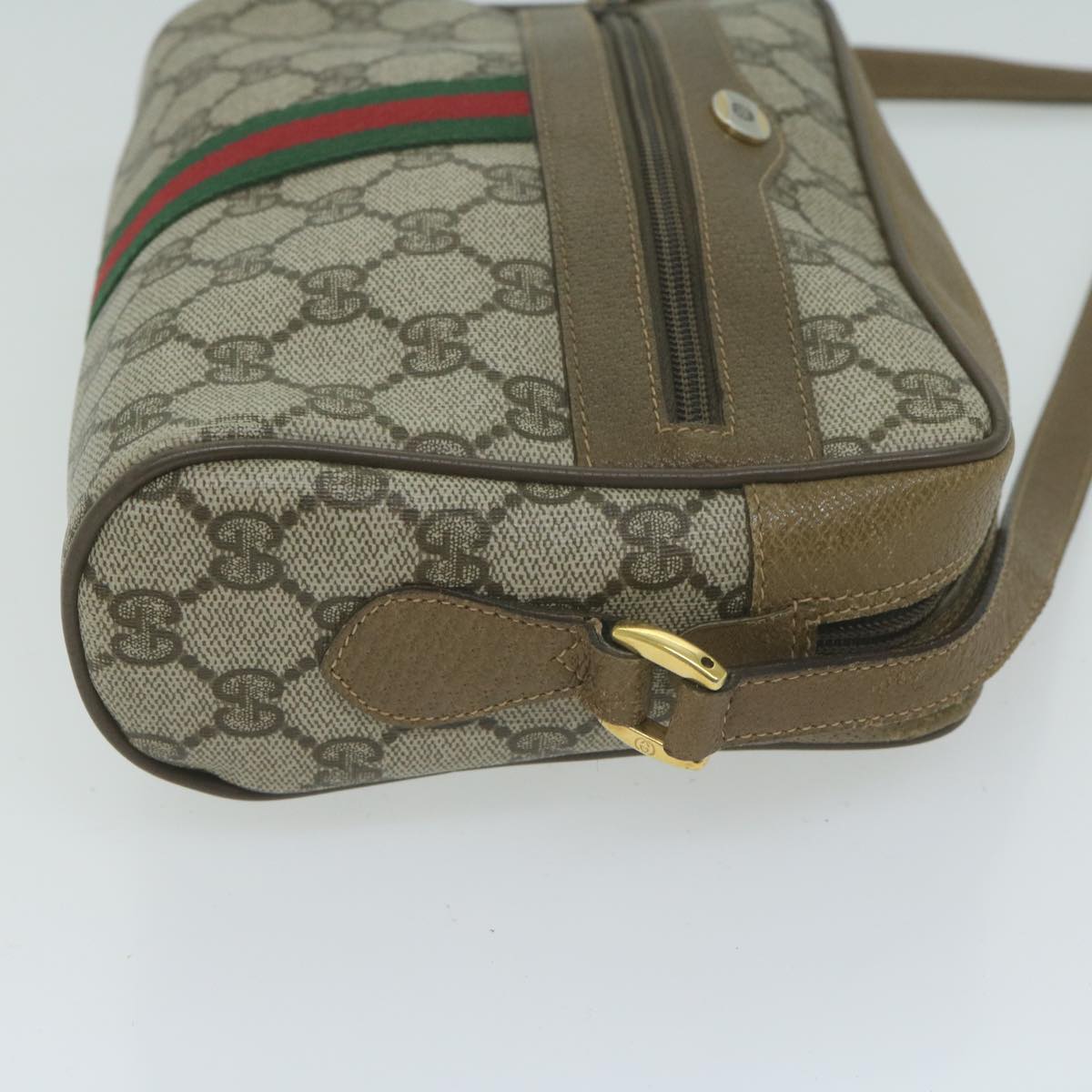 GUCCI GG Supreme Web Sherry Line Shoulder Bag Beige Red 111 02 004 Auth yk10395