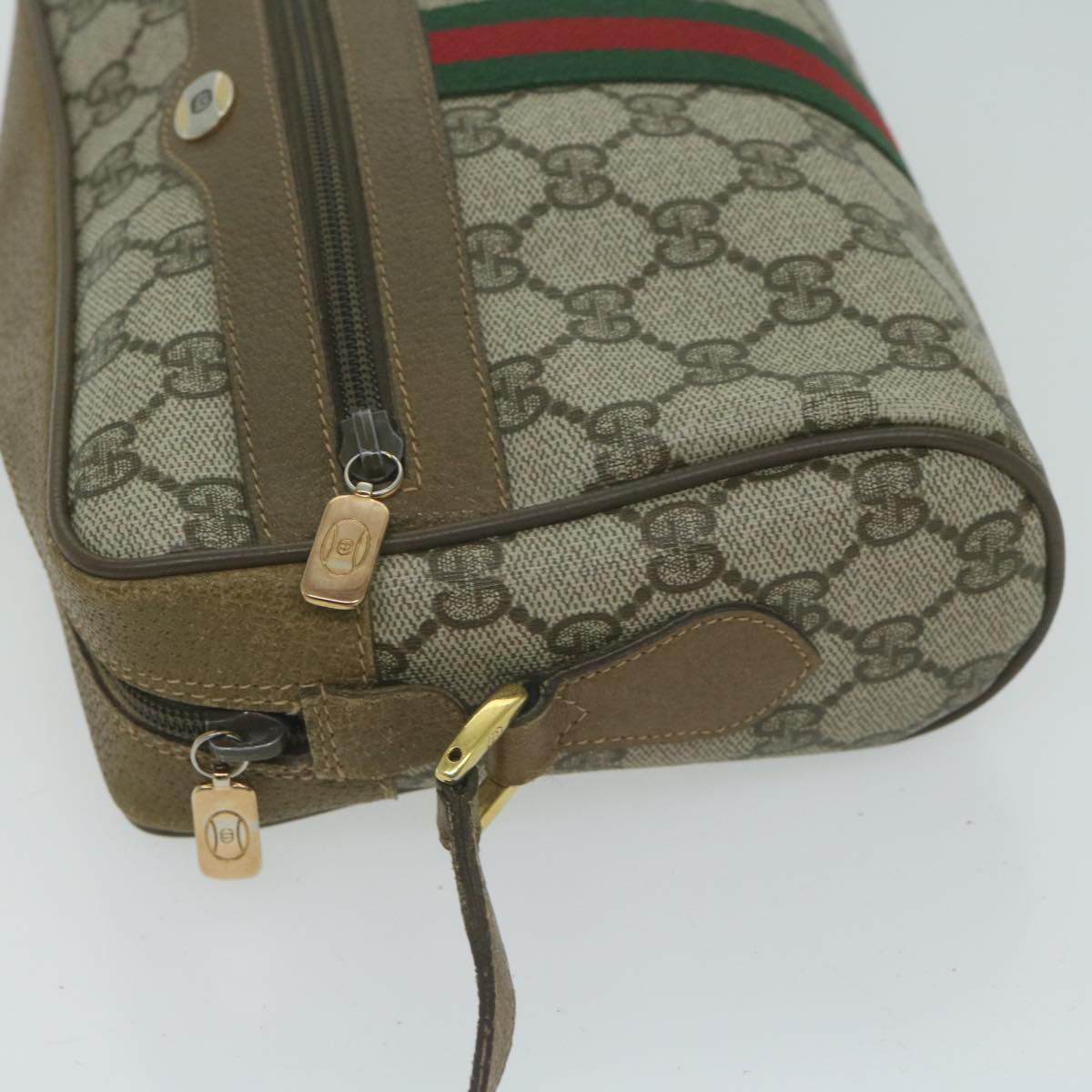 GUCCI GG Supreme Web Sherry Line Shoulder Bag Beige Red 111 02 004 Auth yk10395