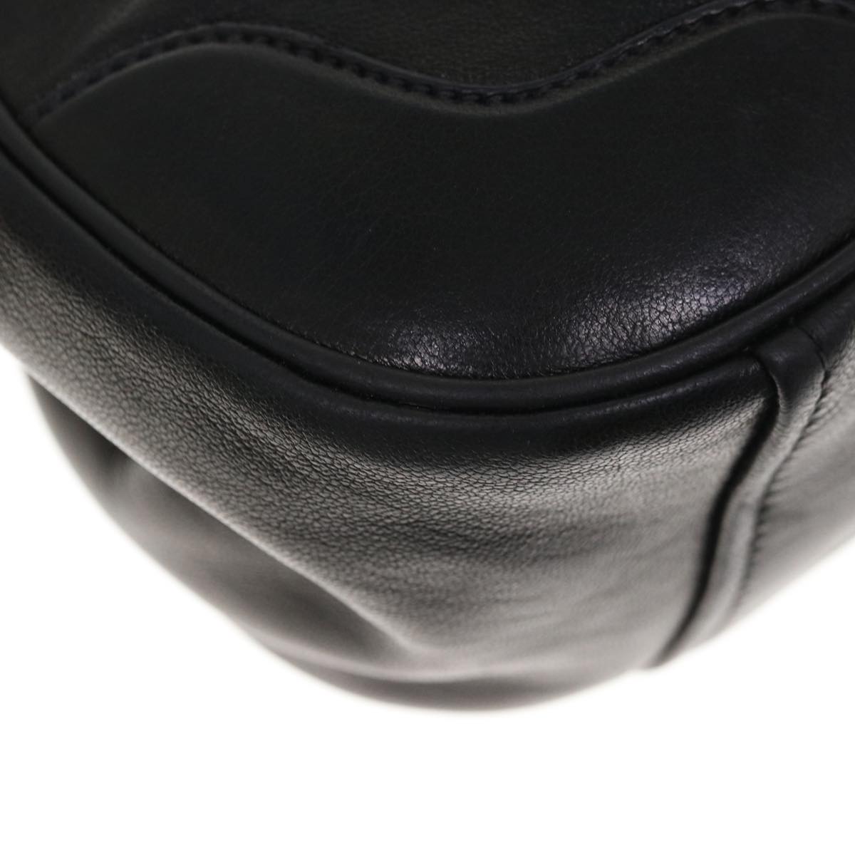 PRADA Gamaguchi Shoulder Bag Leather Black Auth yk10400
