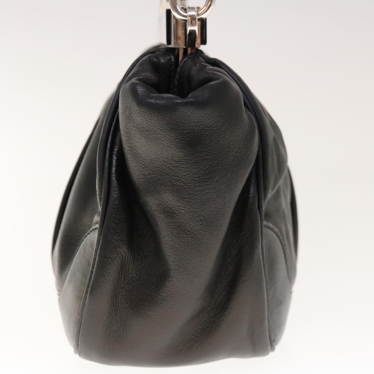 PRADA Gamaguchi Shoulder Bag Leather Black Auth yk10400