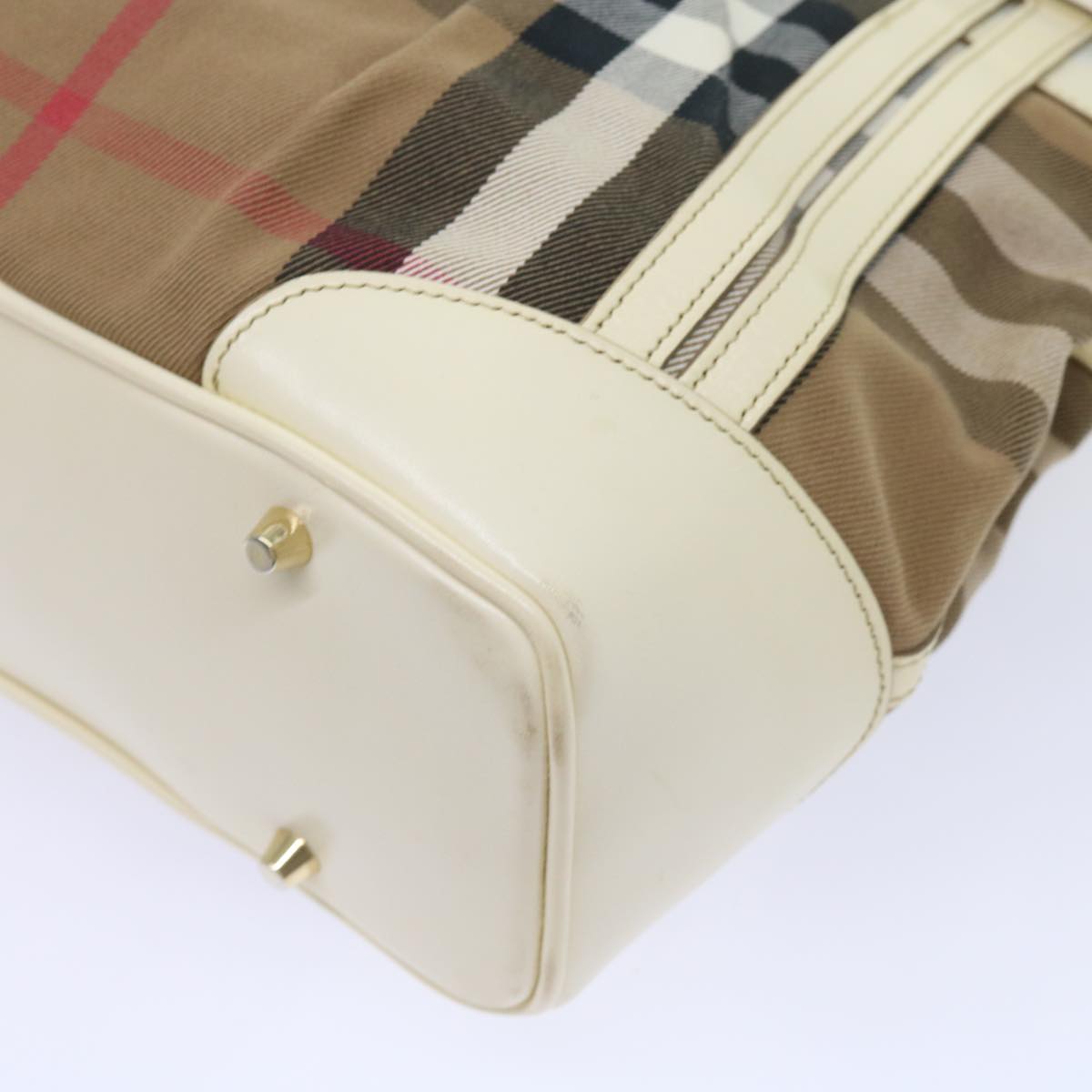 BURBERRY Nova Check Hand Bag Canvas 2way Beige Auth yk10406