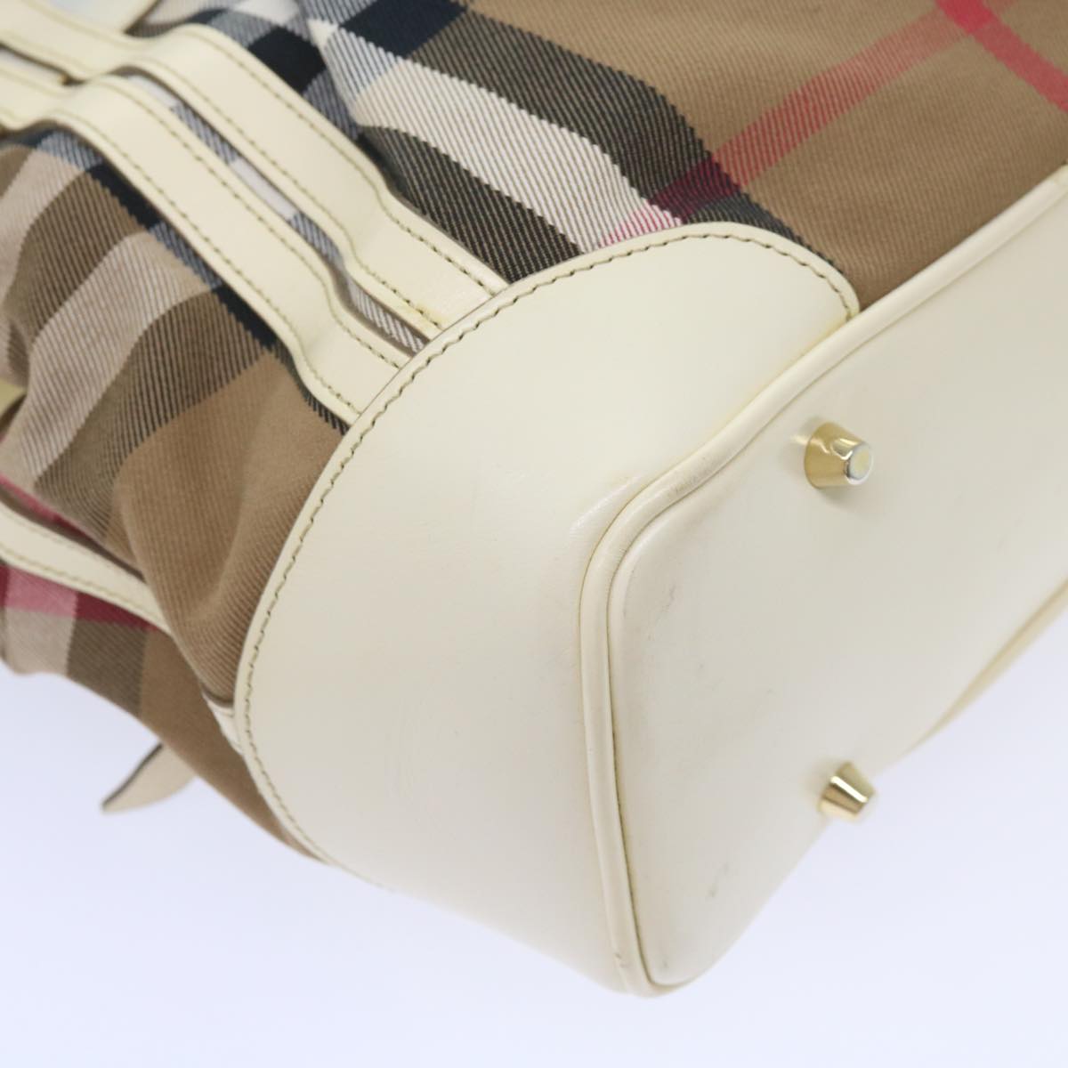 BURBERRY Nova Check Hand Bag Canvas 2way Beige Auth yk10406