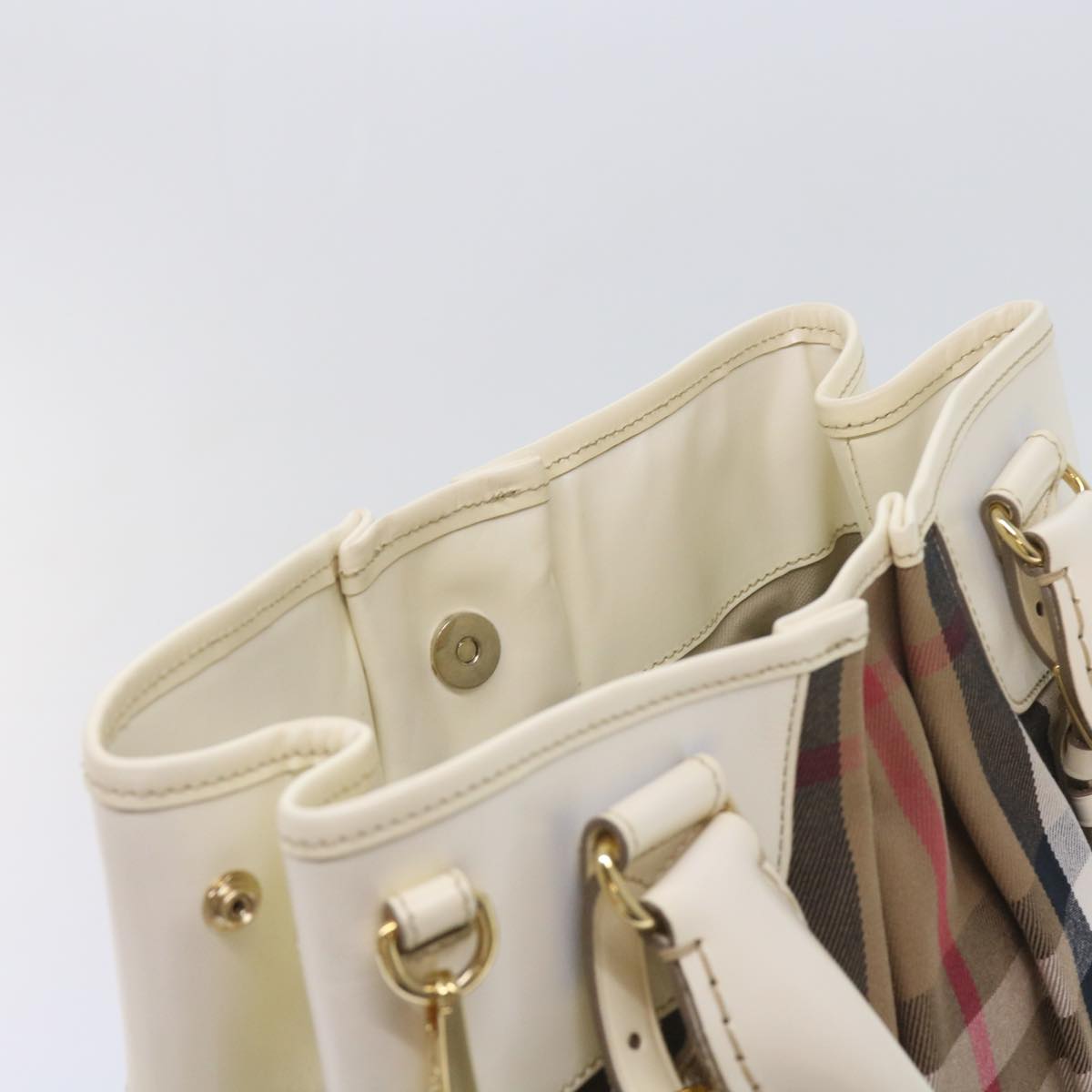 BURBERRY Nova Check Hand Bag Canvas 2way Beige Auth yk10406