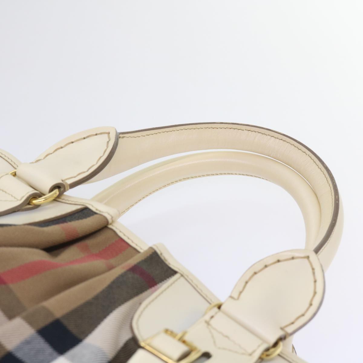 BURBERRY Nova Check Hand Bag Canvas 2way Beige Auth yk10406