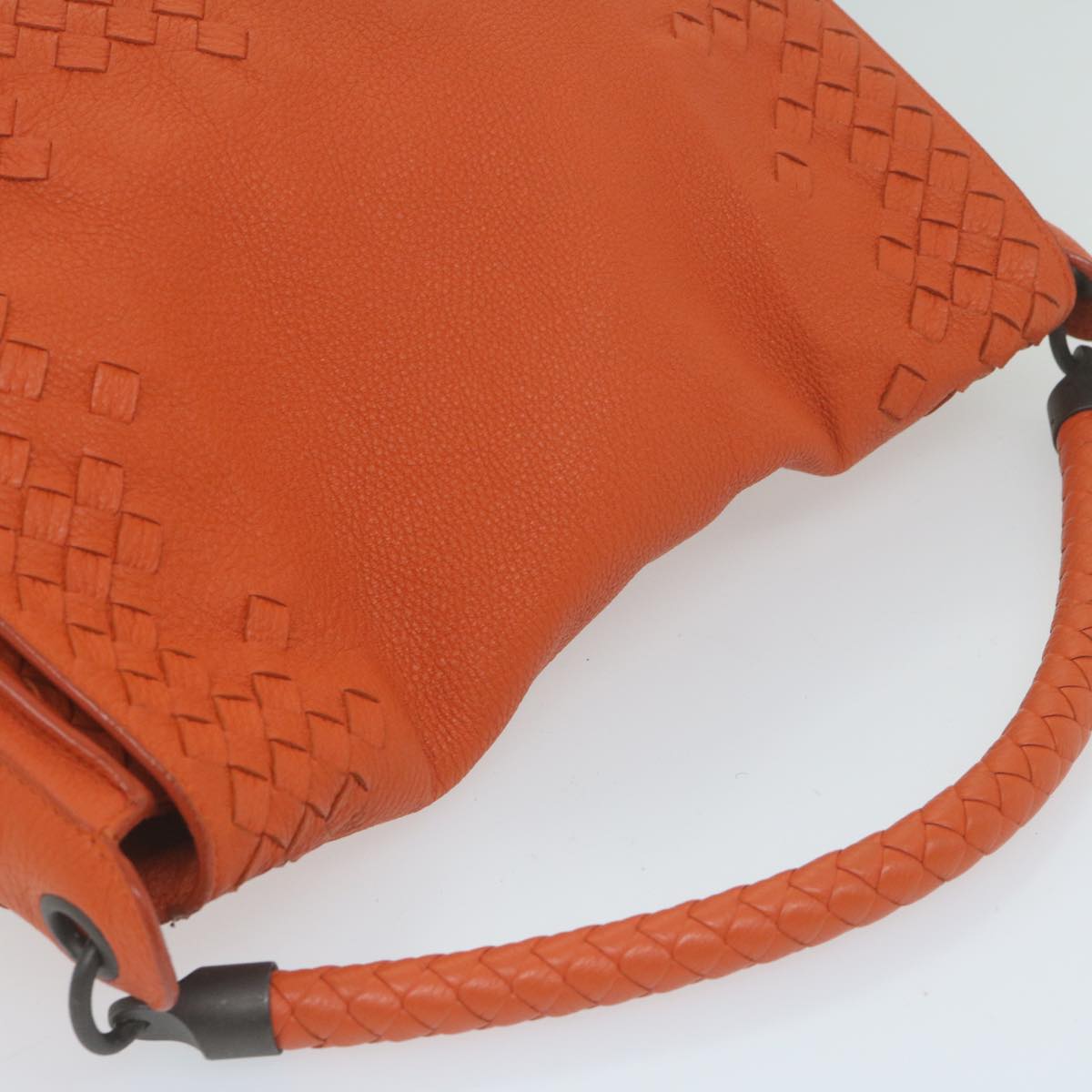 BOTTEGAVENETA INTRECCIATO Shoulder Bag Leather Orange Auth yk10407