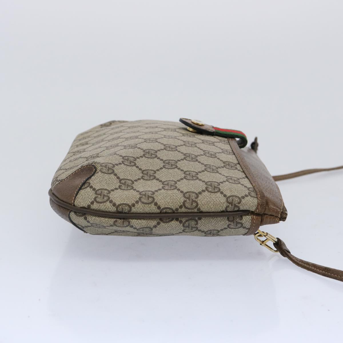 GUCCI GG Supreme Web Sherry Line Shoulder Bag Beige Green 39 02 026 Auth yk10421