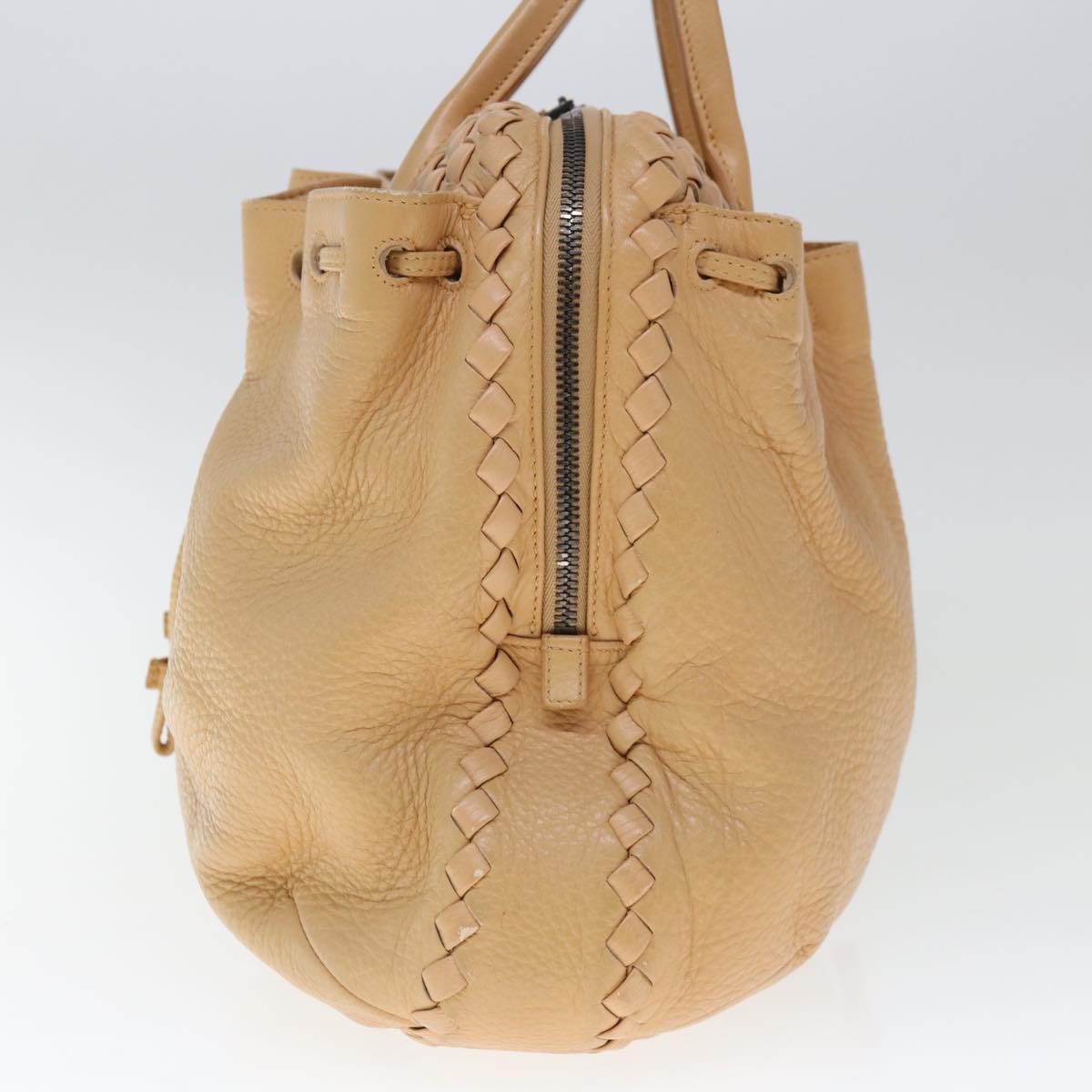 BOTTEGAVENETA INTRECCIATO Hand Bag Leather Beige Auth yk10429