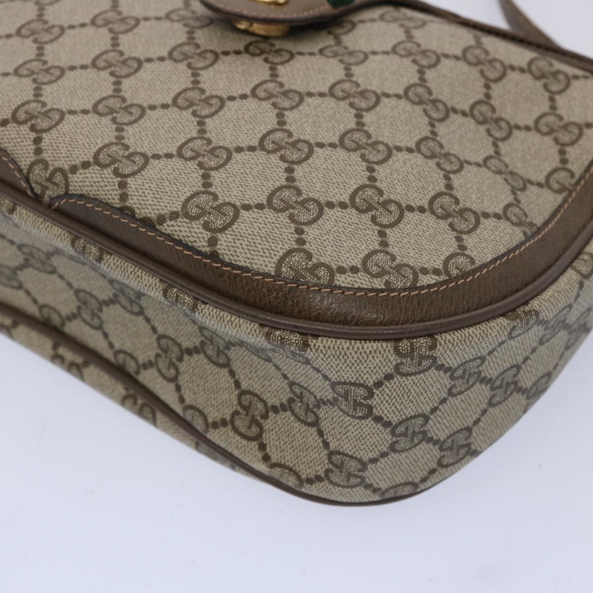 GUCCI GG Supreme Web Sherry Line Shoulder Bag Beige Green 10 02 056 Auth yk10432