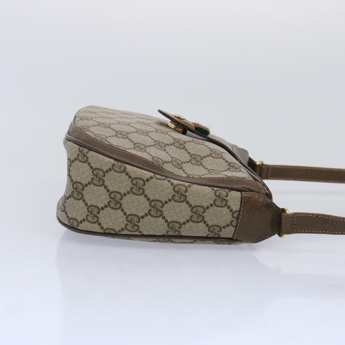 GUCCI GG Supreme Web Sherry Line Shoulder Bag Beige Green 10 02 056 Auth yk10432