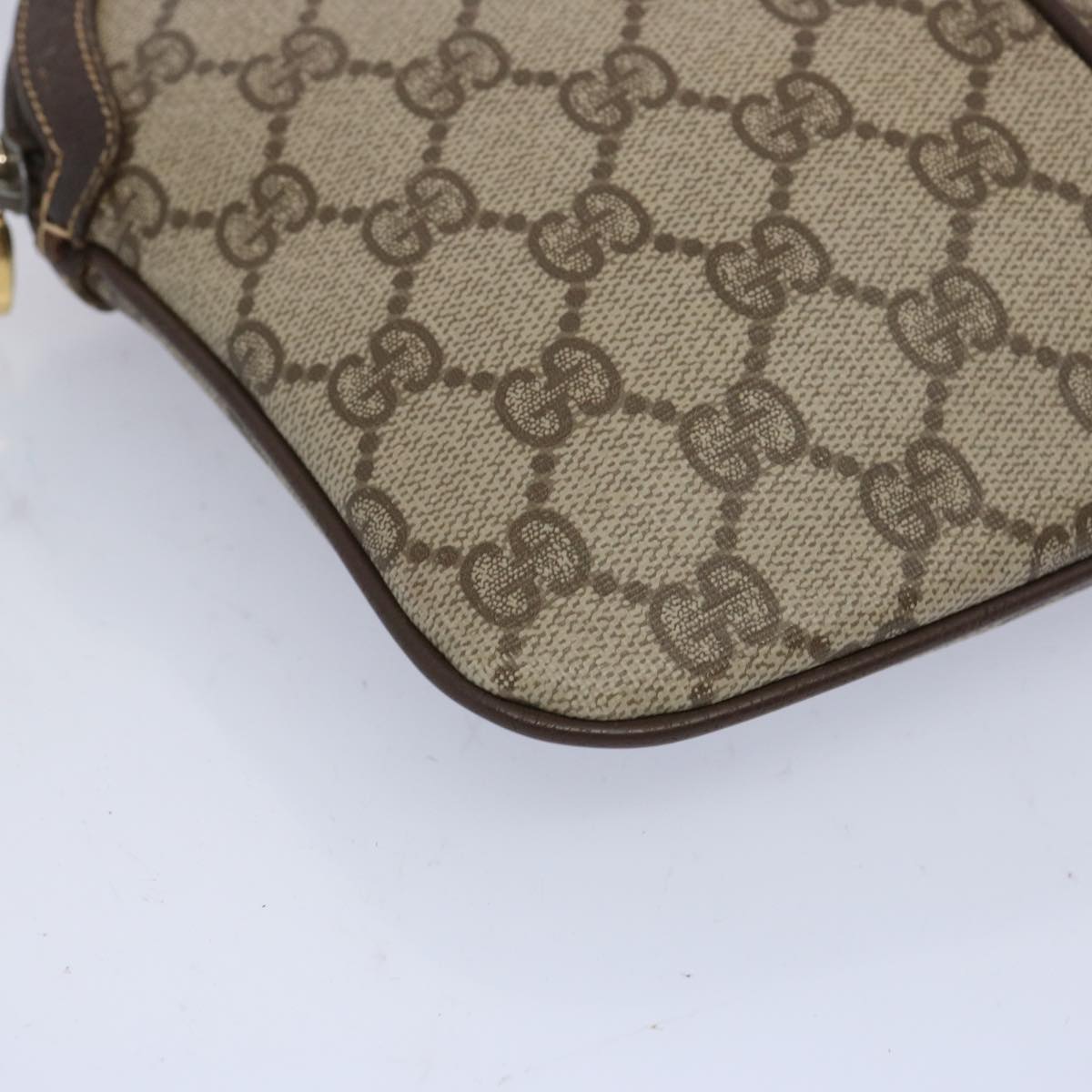 GUCCI GG Supreme Web Sherry Line Shoulder Bag Beige 904 02 047 Auth yk10435