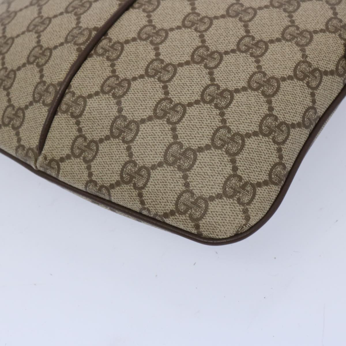 GUCCI GG Supreme Web Sherry Line Shoulder Bag Beige 904 02 047 Auth yk10435